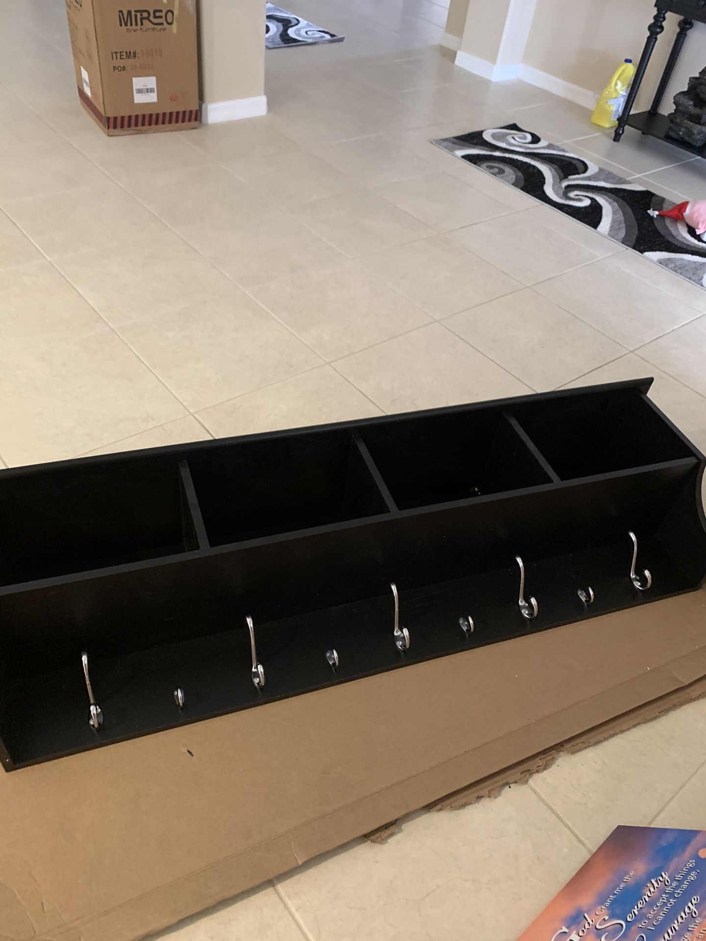 60” Black Entryway Shelf