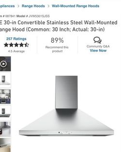 GE stainless steel hood