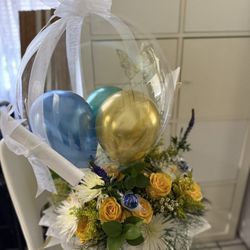 Flowers Arrangement With Balloons 