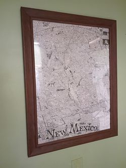 Framed map of new Mexico 24x18