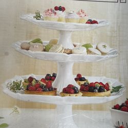 CERAMIC PEDESTAL CAKE PLATE SET