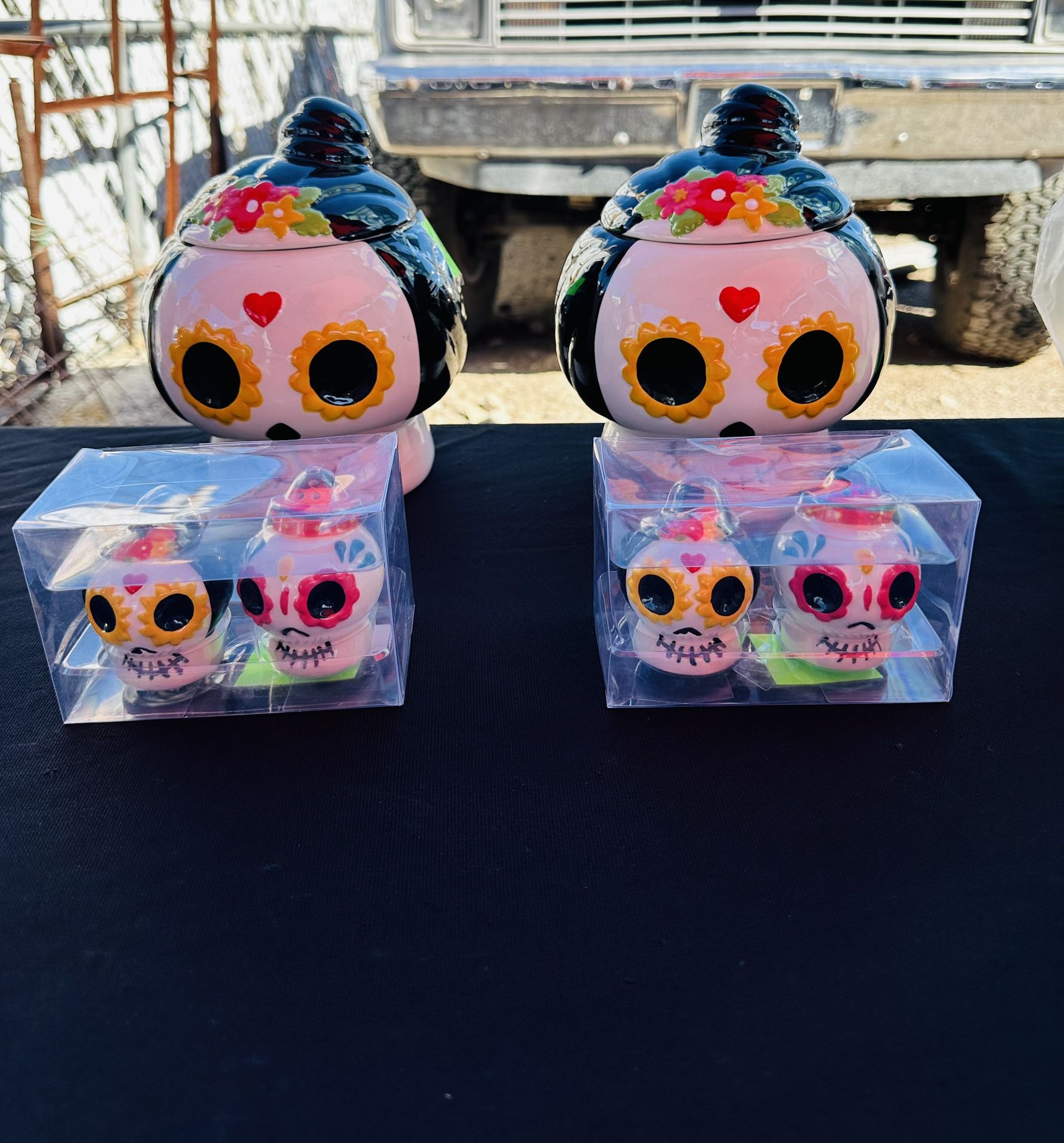 NEW Day of the dead,Dia de Los muertos,canister & salt and pepper shakers $20set”51ave and Glendale