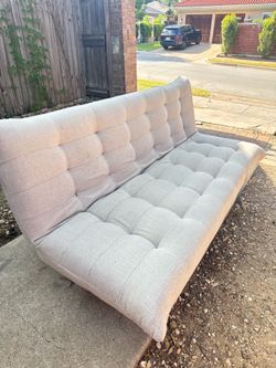 43.3 in. Beige Folding Linen Sofa Bed/FUTON