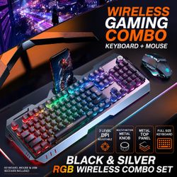 1. 🎮 Wireless RGB Gaming Keyboard & Mouse Set – Mechanical Feel | Rechargeable | SALE $29.99