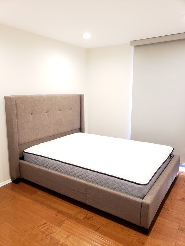 Damon Stone Queen Upholstered Platform Bed Mattress For In Damon Stone Queen Upholstered Platform Bed Mattress