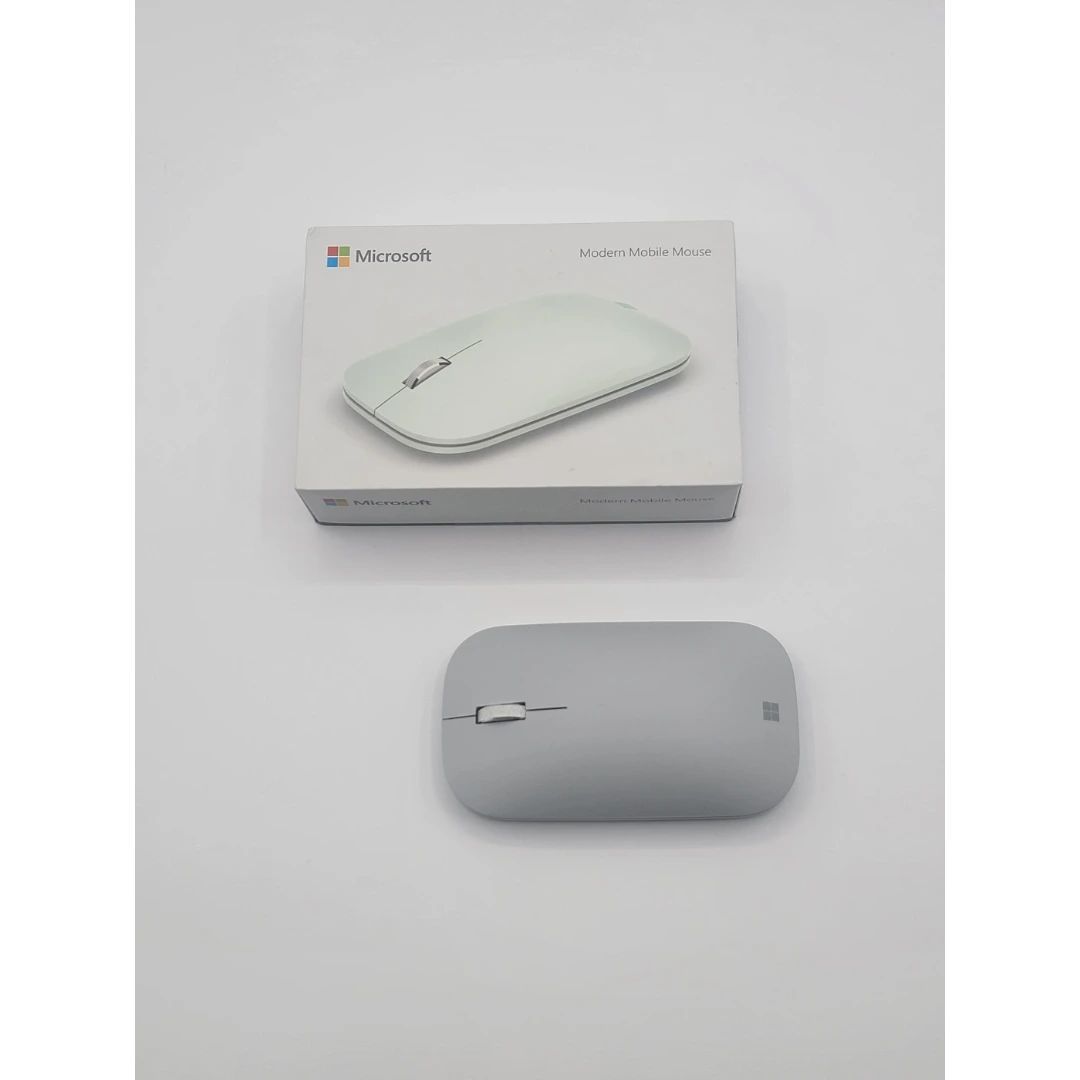 Microsoft Modern Mouse, Silver. Comfortable Right/Left Hand Use Design with Metal Scroll Wheel, Wireless, Bluetooth for PC/Laptop/Desktop, Works with