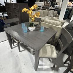 Grey Square Dining Table Set 
