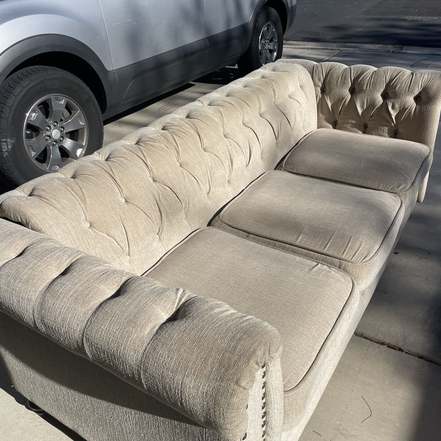 Beige Tufted Couch