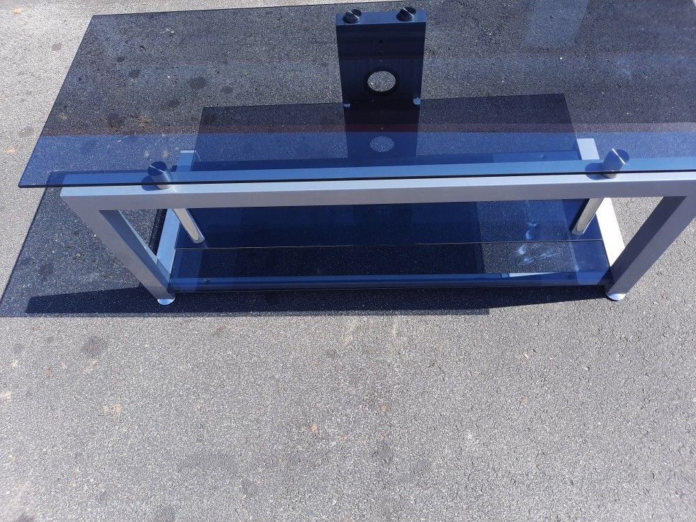 Tv Stand Table Smoked Glass 2 Shelves