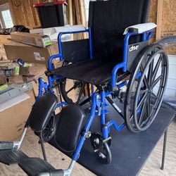 Blue Streak Wheelchair 20” Flip Back Desk Arms Swing Away Footrests