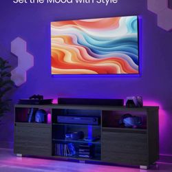 Tv Stand with LED Lights for TVs up to 70 Inch, Entertainment Center