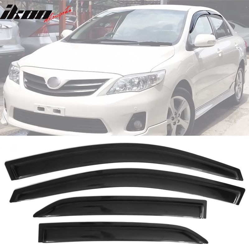 Fits 2009-2013 Toyota Corolla Acrylic Window Visor Vent Shade Sun Rain Guard 4PC Set