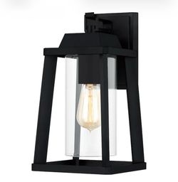 Amsted 1-Light 13.13-in H Matte Black Hardwired Outdoor Wall Light.