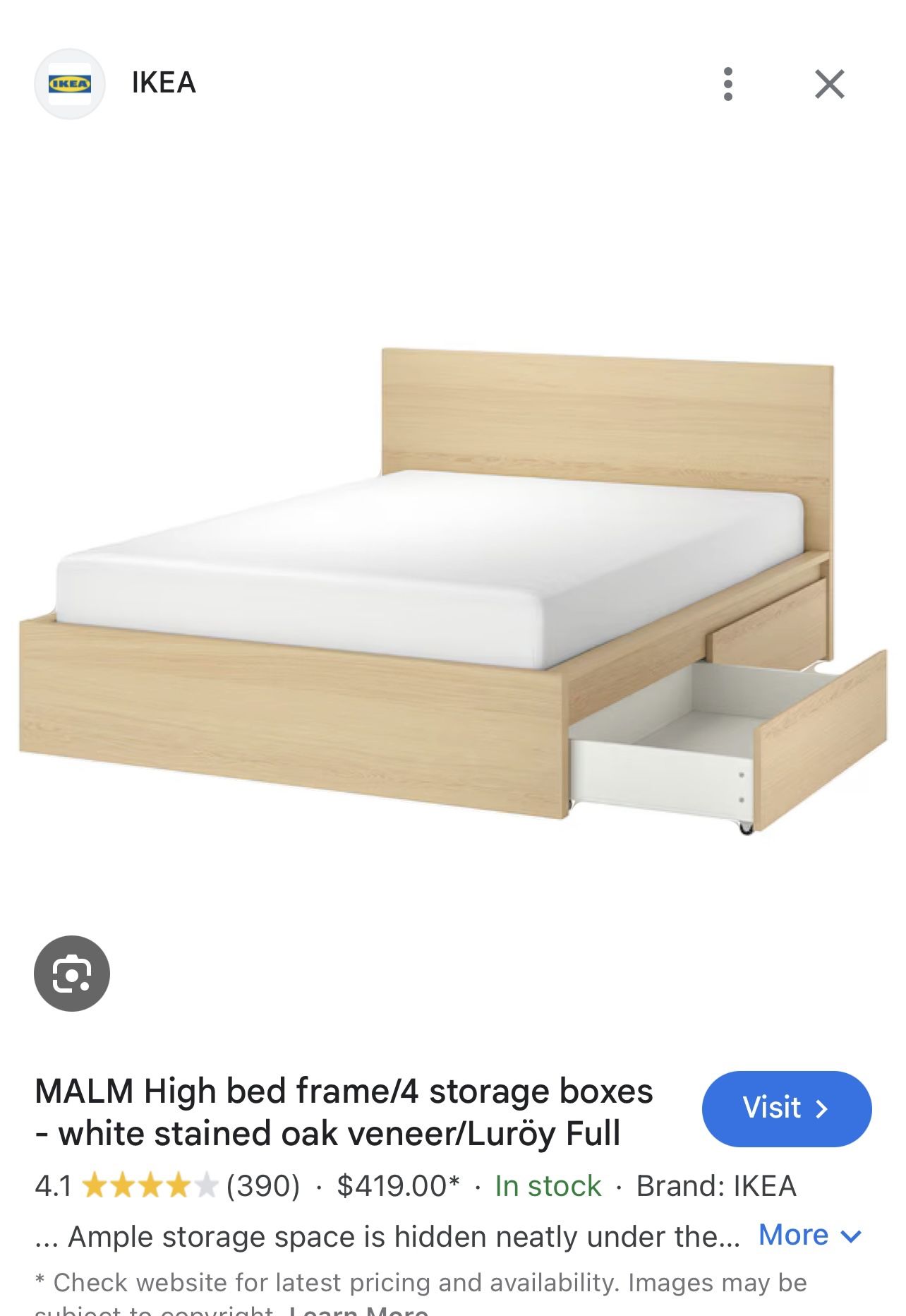 MALM High bed frame/4 storage boxes
