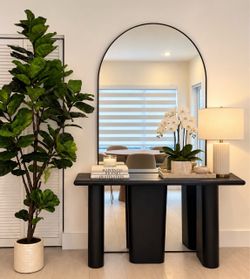 Poly & Bark Black Wood Console Table – Modern Entryway Table