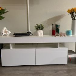 White TV Stand with LED Lights