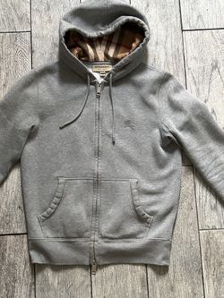 Authentic Burberry Unisex Zip Hoodie Grey