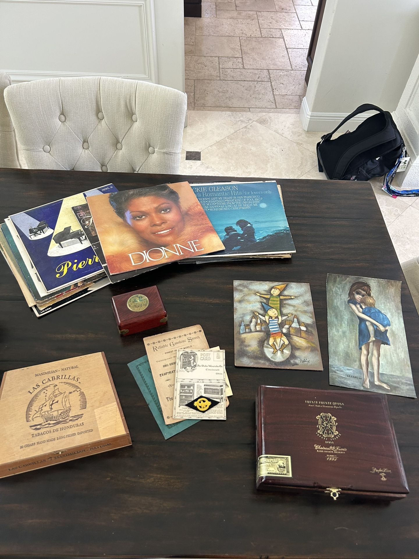 Old Records, Antiques, Cigar Boxes