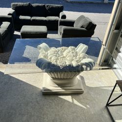 Vintage Marble Base Glass Top Table