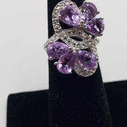 Amethyst & Topaz Sterling Silver Ring
