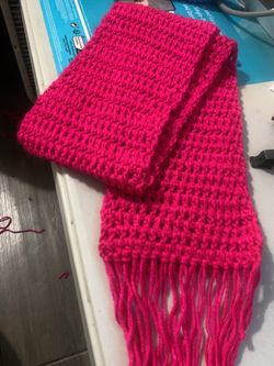 Beautiful Crochet Scarf , Hot Pink 6x54  Perfect Gift for 