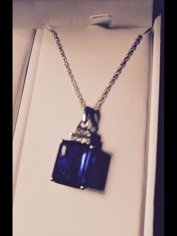 Sterling silver and large sapphire necklace, matching ring and earrings also available, also see my other offers