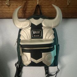 Loungefly Marvel Loki Mini Backpack Zip Closure Black Green Silver