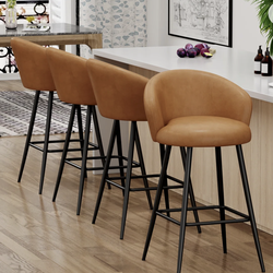 Upholstered Counter Stool With Metal Frame (Set of 4)