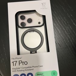 onn MagSafe Compatible Phone Case with Kickstand for iPhone 17 Pro - Black/Frosted Clear