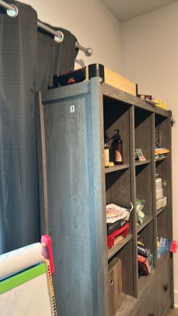 MOVING SALE!! Must be gone by JULY 1 fair offers considered for fast pick up!!! Gray Wood Bookshelf with Storage Cabinets - $100 OBO