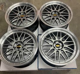 19 INCH SQUARED SET BBS LM STYLE WHEELS RIMS 19X8.5 +33 (5X112) CB: 66.6