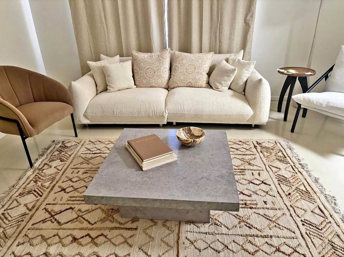 88.9" White Cream Fabric Sofa Loveseat