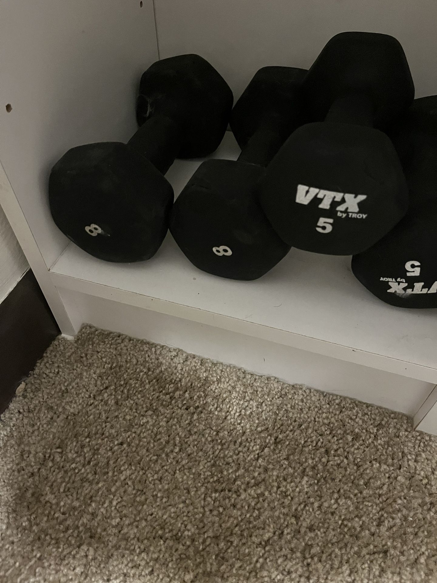 1 Pair Of 5 Ib Dumbbells, 1 Pair Of 8 Ib Dumbbells
