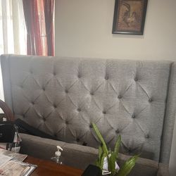 Fabric Full Size Headboard Bed With Frame