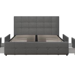 Ashley Furniture- Atwater Living Ryder Full Linen Upholstered Storage Bed