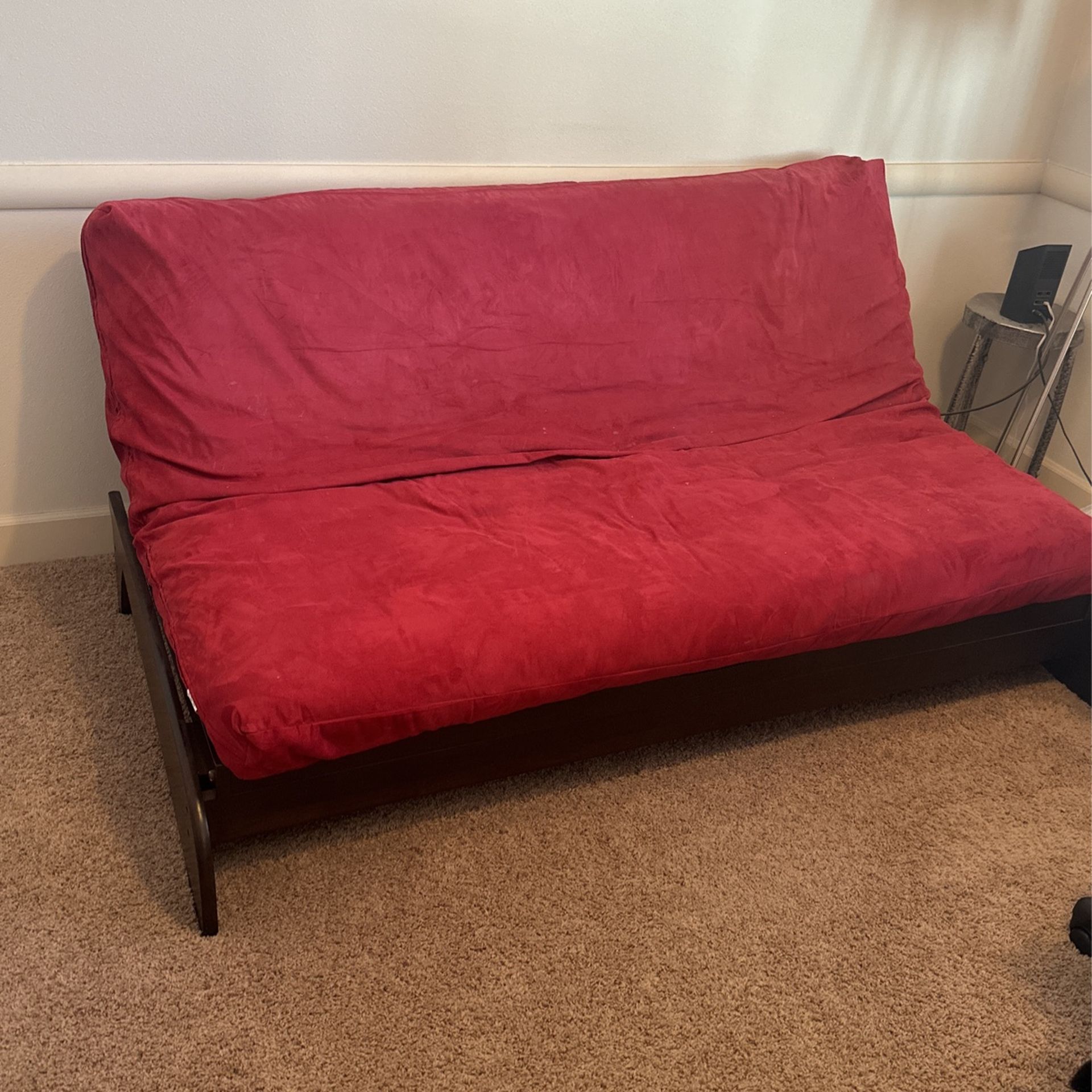 Full Sized Futon On Wooden Adjustable Platform