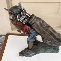 Golf Boy With Golf Clubs Statue 