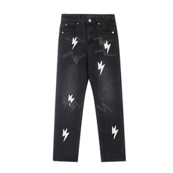 Black And White Lightning Patch Distressed Jeans Amexnocap 