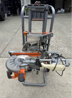 Ridgid 12” Dual Bevel Sliding Miter Saw with mobile stand