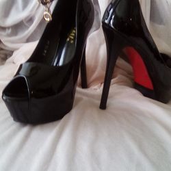 Ankle Strap Patent Leather Heels