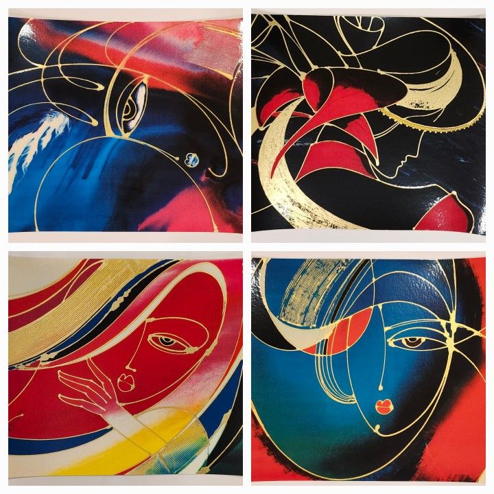 Martiros Manoukian Gold Embellished Serigraph 4 Each Total