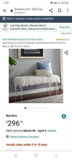 Marilyn White Fur Bench
