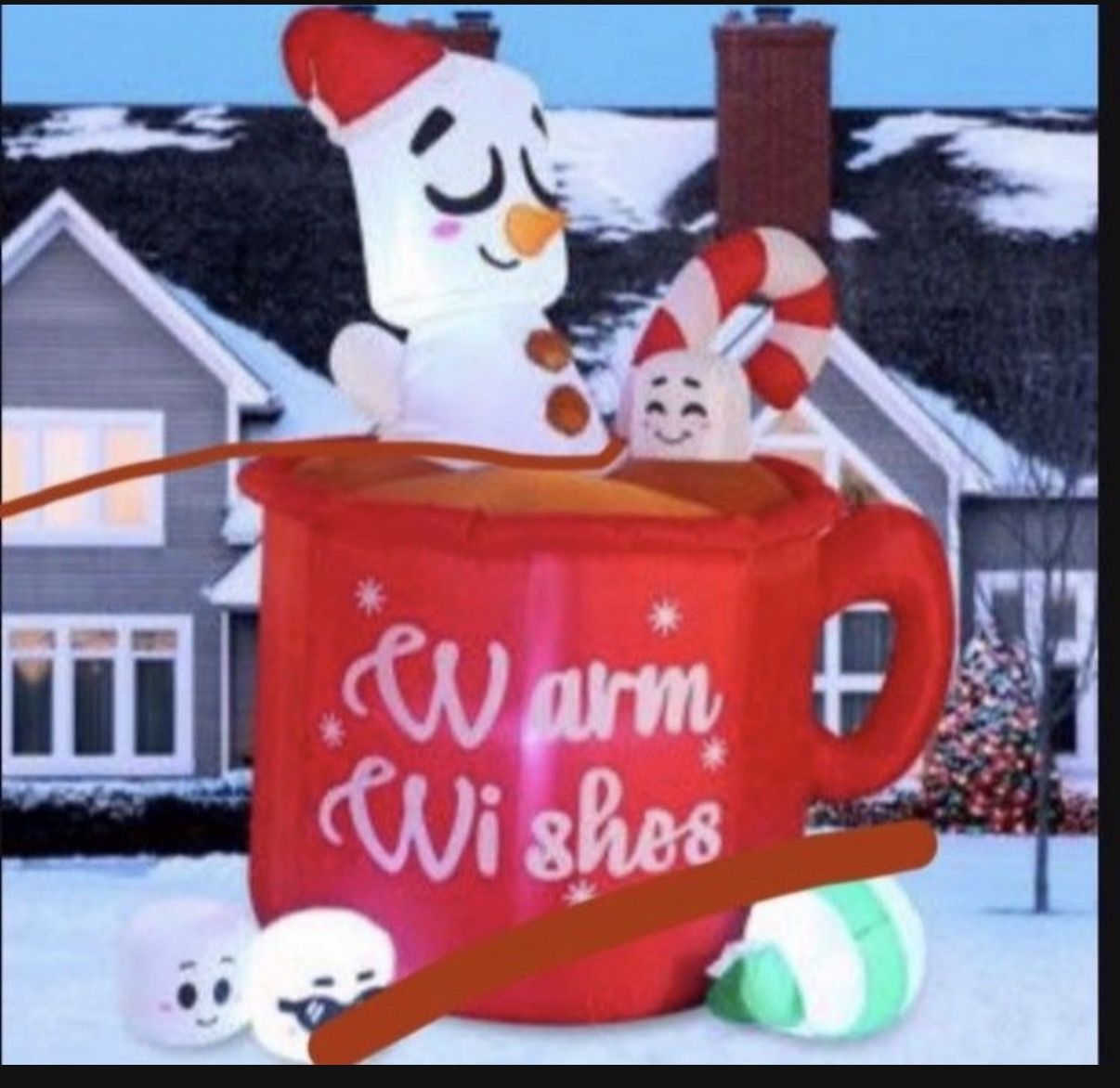 6 FT Christmas Inflatable Snowman Mug with Built-in LEDs Blow Up Inflatables for Christmas Party Indoor, Outdoor, Yard, Garden, Lawn Winter Decoration