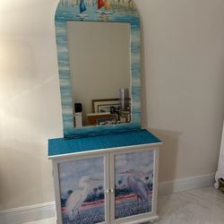 Handpainted Cabinet & Mirror