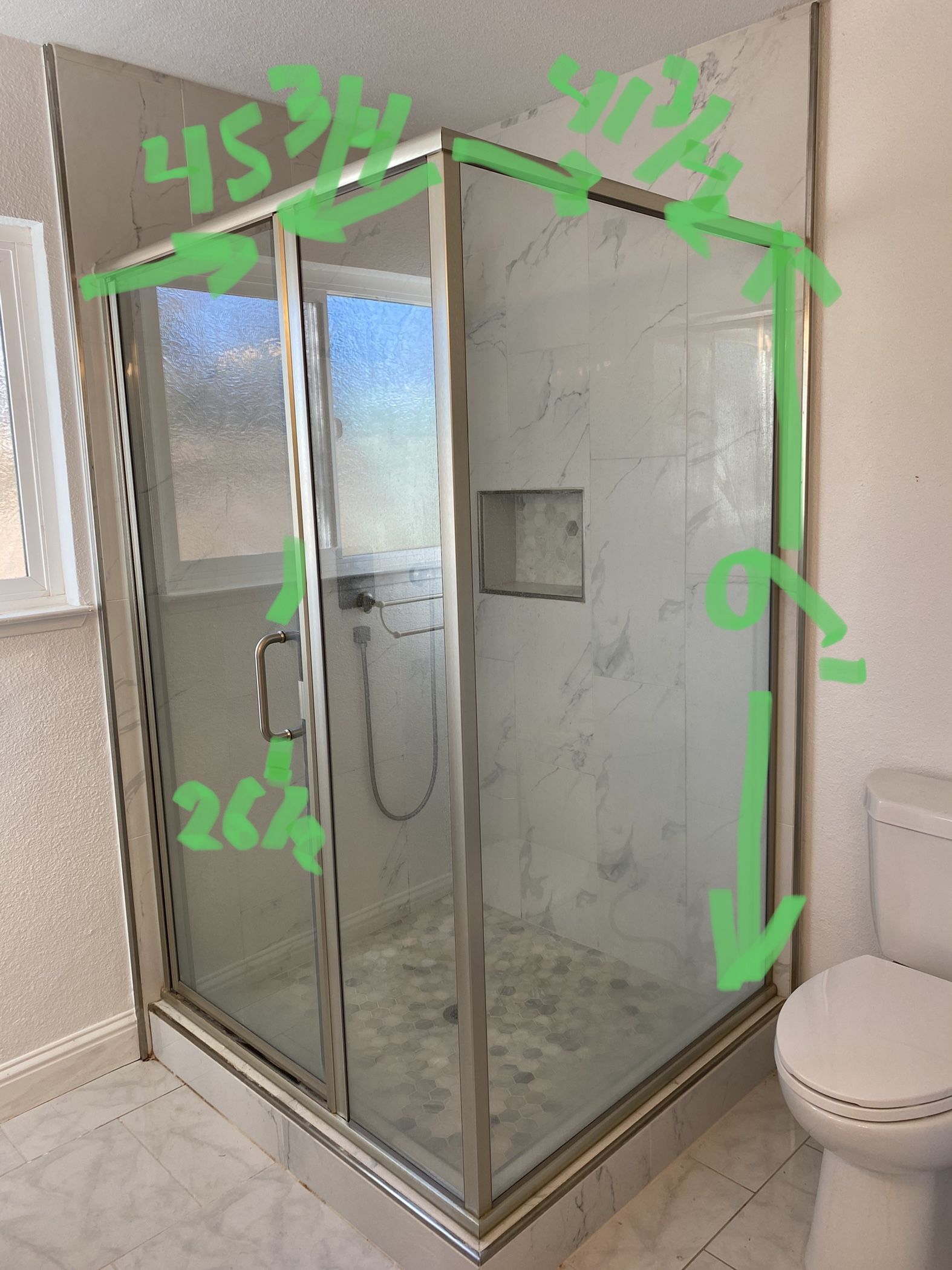 Brushed Nickel Shower Door L shape For Sale