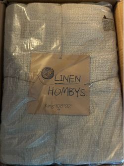 HOMBYS 92"x108" Linen Oversized King Blanket-Soft Linen Reversible Throw Lightweight