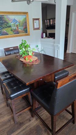 Dark wood doning room set