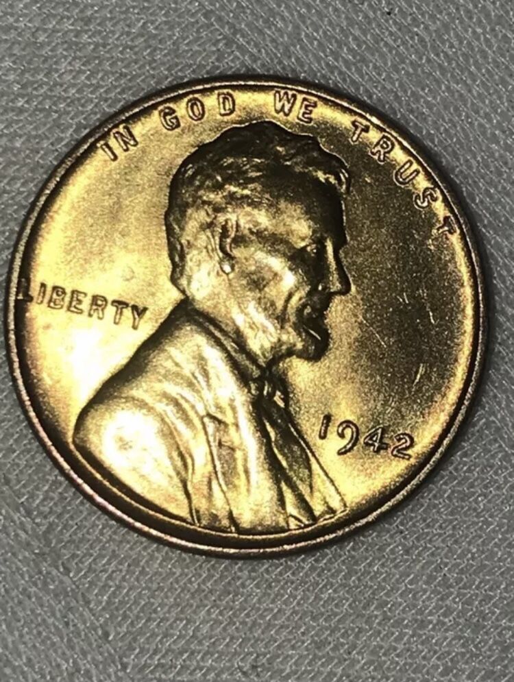 1942 Toned Lincoln Wheat Cent