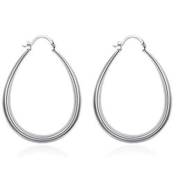 925 STERLING SILVER CLASSIC LARGE HOOP OVAL DANGLE earrings 
