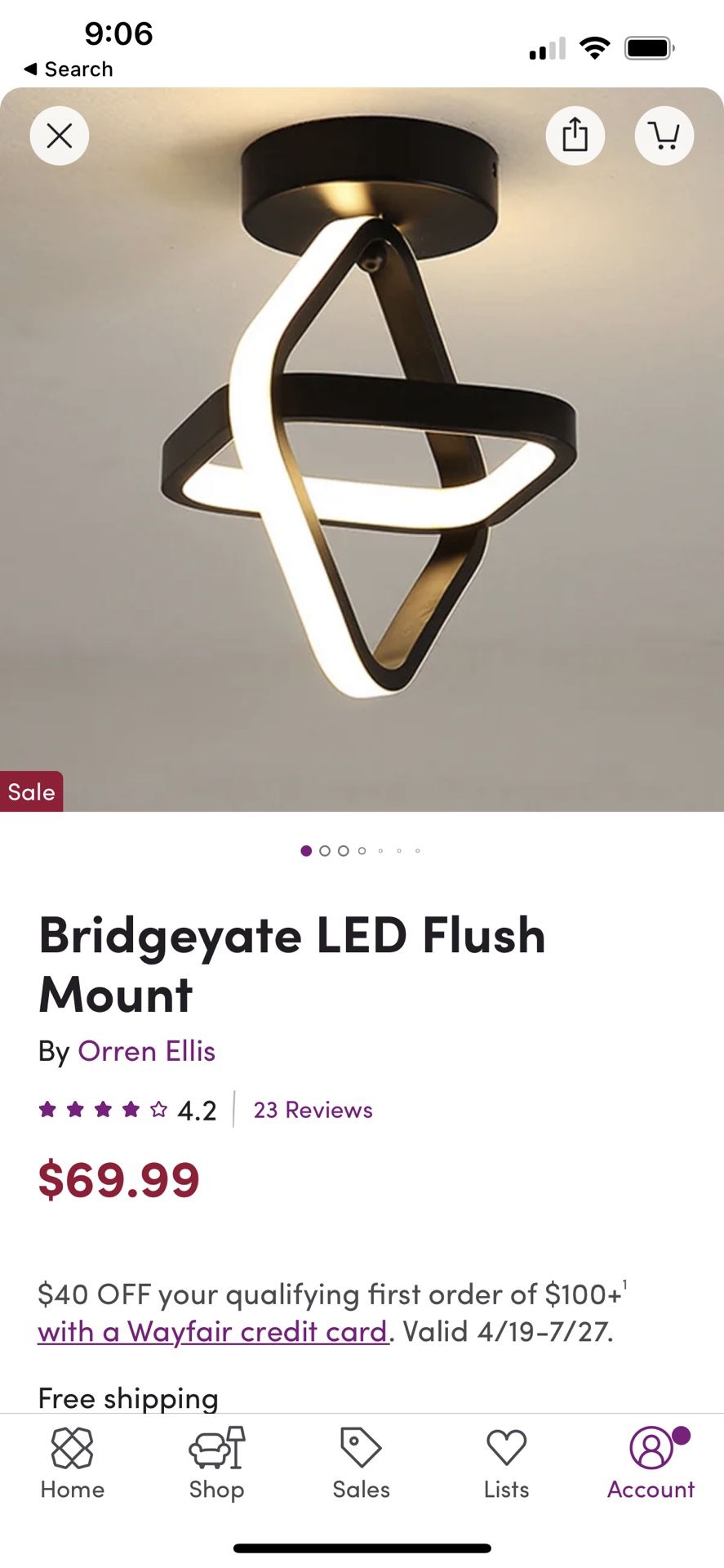 Brand New Orren Ellis LED Light